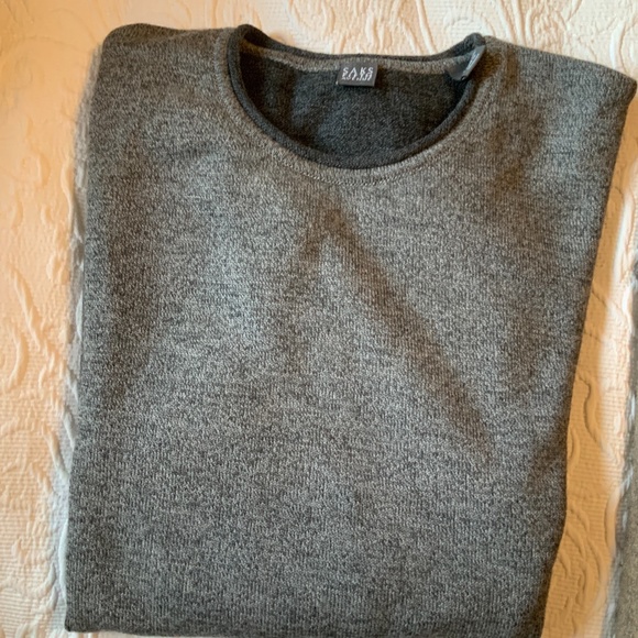 Saks Fifth Avenue 2 tone grey merino wool crew neck sweater Xl - Picture 1 of 2